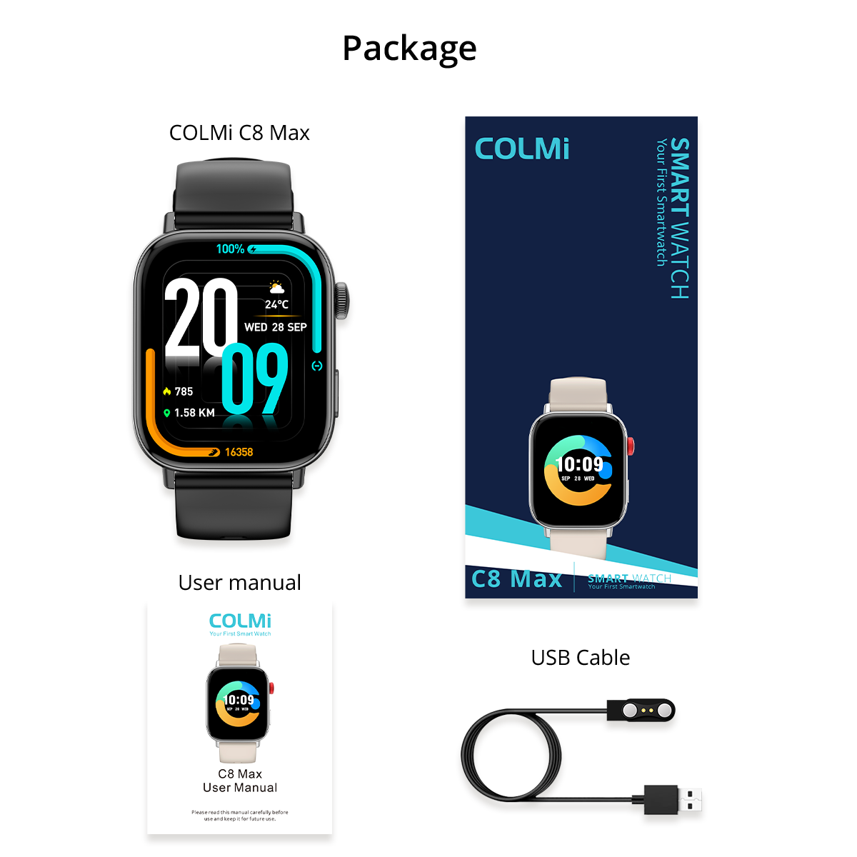 COLMI C8 Max Voice Calling Smart Watch 1.93 Large HD Color Display Health and Fitness Tracking Smartwatch for Men and Women