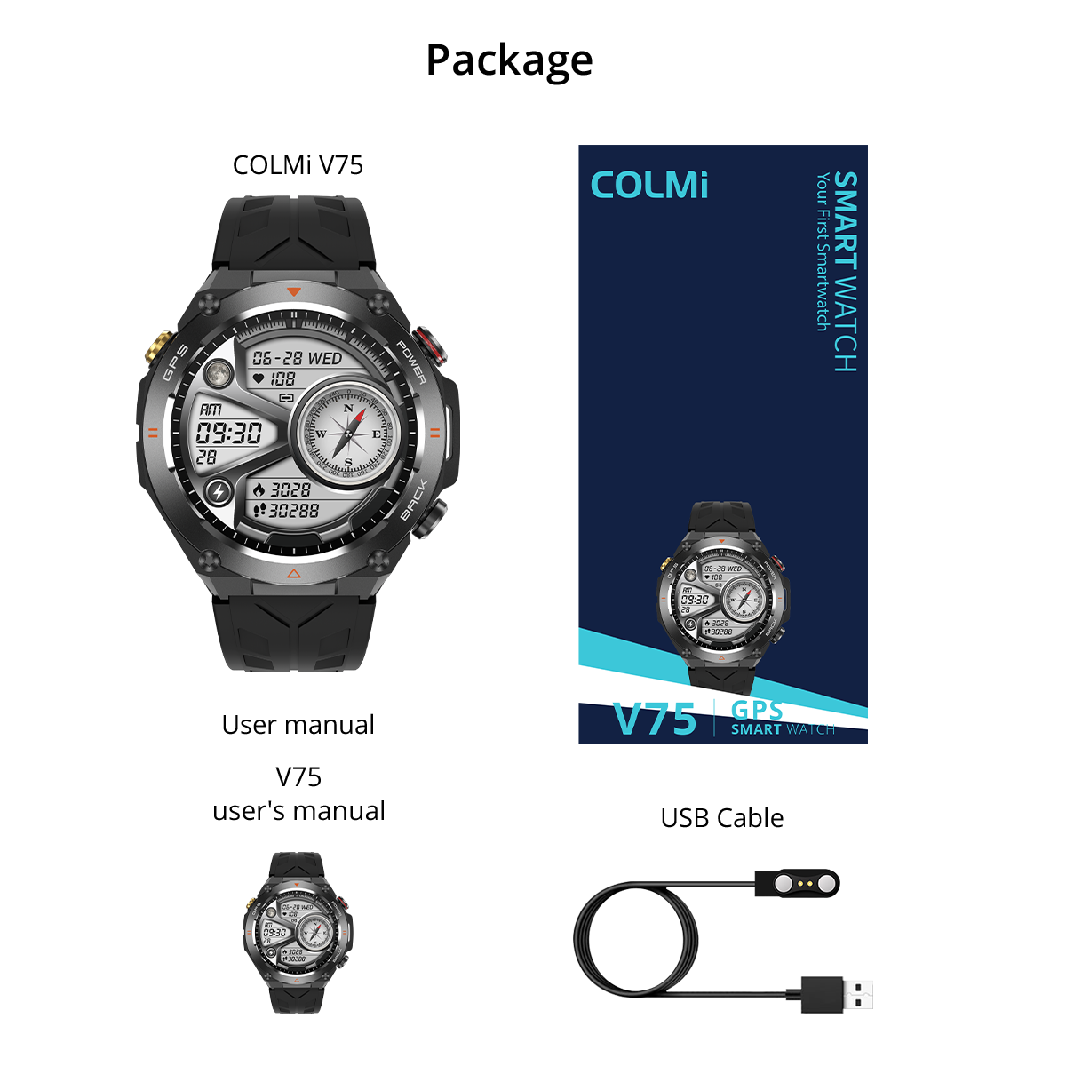 COLMI V75 GPS Smart Watch 1.45 Ultra HD Display Built-in GPS & Compass MakeReceive Phone Calls Smartwatch 650mAh Battery 